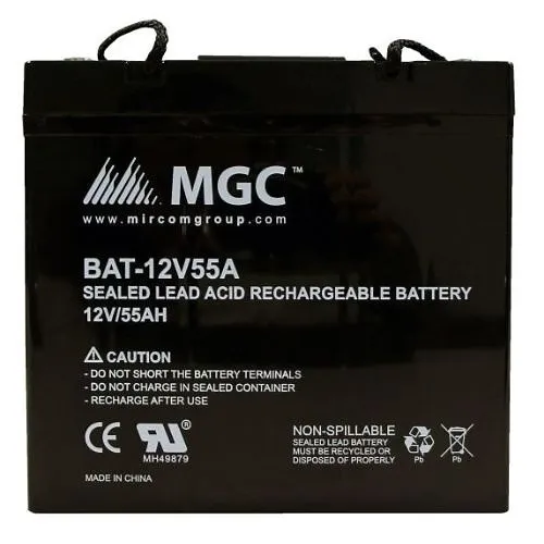 Secutron BAT-12V55A Sealed Lead Acid Battery, 12V, 55 Amp