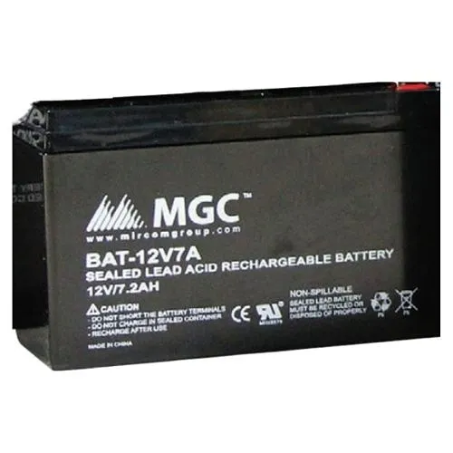 Mircom BAT-12V7A Sealed Lead Acid Battery, 12V, 7.2AH