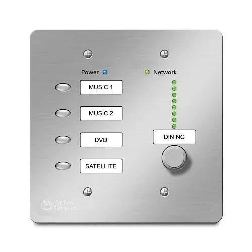 AtlasIED BBWP-S4K1W BlueBridge Controller with 4 Buttons and 1 Level Control, White