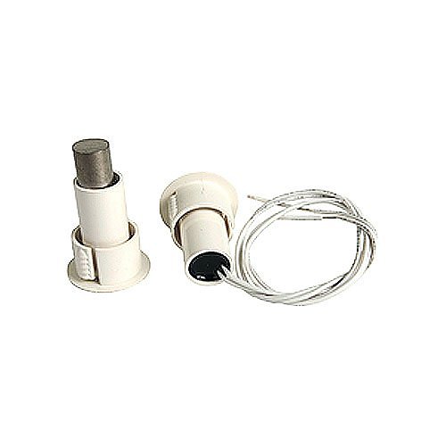 Edwards Signaling 1076C-N Recessed Steel Door Magnetic Contact with Wire Leads, 3/8" Gap Size, SPDT, 3/4" Diameter, Single Pole-Double Throw, White