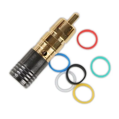 Binary BC5-RCA-RG6Q RCA Male Compression Connector for RG6 Quadshield, 75 Ohm, Gold Plated, 20-Pack