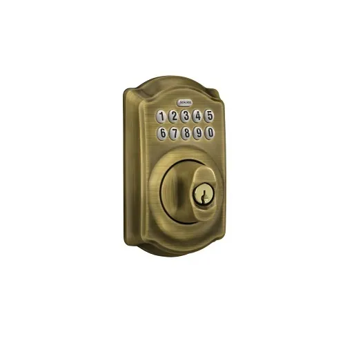 Schlage BE365-CAM-609 Keypad Deadbolt, SmartKey Security, Touch Locking, 2.75" x 6.75", Satin Nickel