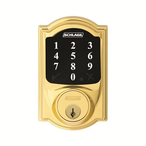 Schlage BE468 CAM 605 Camelot Connect Smart Deadbolt Lock, Bright Brass