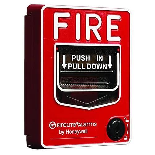 Fire-Lite BG-12LA Dual-Action Pull Station with SPST N/O Switch, Key Lock, Auxiliary Contacts