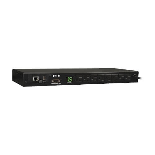 Eaton Tripp Lite PDUMNH15 Single-Phase Monitored PDU with LX Interface, 12' (3.66m) Cord, 1.4kW, 120V 12A, NEMA 5-15R Outlets, 5-15P Input, 1U, TAA