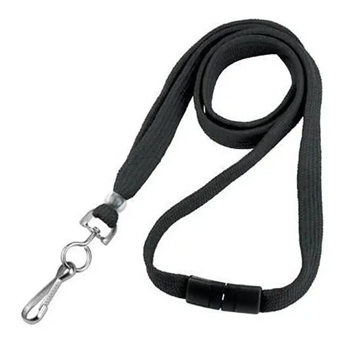 Brady ID BL-34S-BLK Flat Lanyard with Swivel-Hook, Breakaway, 3/8", 100-Pack, Black