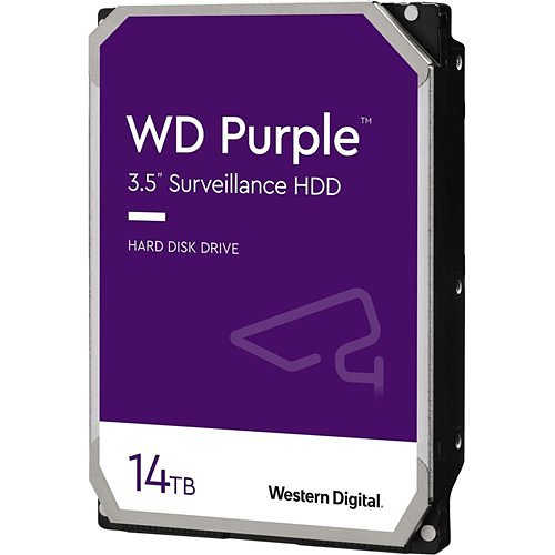 WD WD140PURZ Purple 3.5" Hard Drive for SurveillanceCameras, 14TB, SATA Gb/s