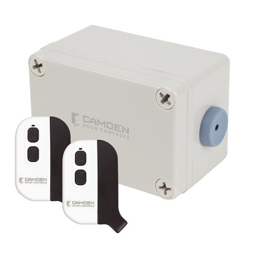 Camden CM-SRFM2 CM-SR Series Secure Wireless Kit with (1) CM-SRX2 2-Channel 868 Mhz Wireless Relay Receiver, (2) CV-WTX2 Ultra Compact 2-Button Key Fob