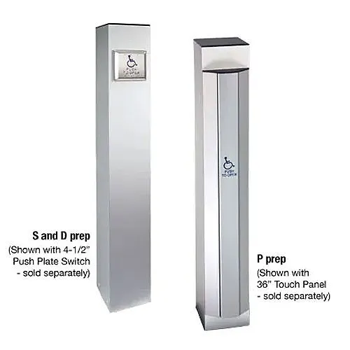 SDC BPS6DV BP Series Square Bollard Post, Double Gang Switch Prep, Surface Mount, 6" 6" 42", Dull Aluminum