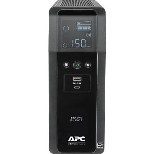 APC BR1500MS2 Back-UPS Pro 1500S, 1500VA, 120V, Sinewave, AVR, LCD, 2-USB Charging Ports, 10 NEMA Outletsv