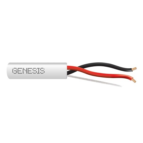 Genesis 52505501 16/2 Stranded Unshielded Speaker Cable, Riser, CMR, FT4, 500' (152.4m) Pull Box, White