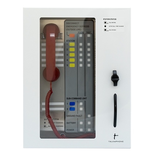 Talkaphone AOR-5-DSL Area of Rescue Fixed 5-Station Analog Command Unit, Enclosure with Door, Standard Twist Latch