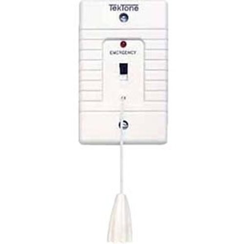 Alpha SF118/2C Emergency Pull Cord Station, 2-Pole with 24VDC Red LED, Emergency Imprinted, White Faceplate