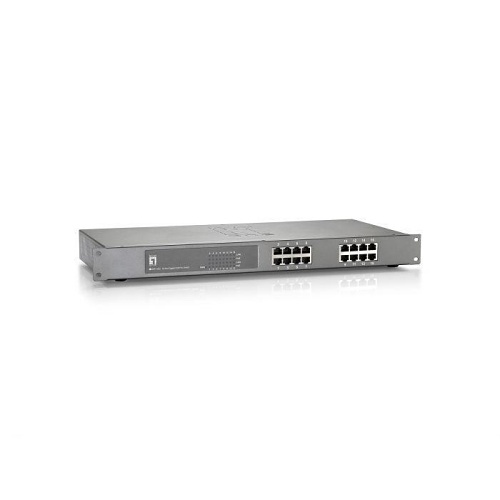 LevelOne GEP-1622 16-Port Gigabit PoE Plus Rack Mounatble Switch, 19", 480W