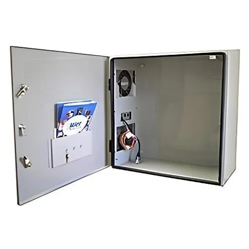 Mier BW-124-ACHT-SS Outdoor Enclosures with 800 BTU AC Unit, 150W Heater, Filters and Thermostats, 24W x 24H x 8"D, Stainless Steel