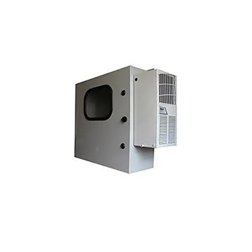 Mier BW-1248ACEW Outdoor Metal Electrical Enclosure with Thermostat and AC Unit, Solid Door with Window, 24"x24"x8", Gray