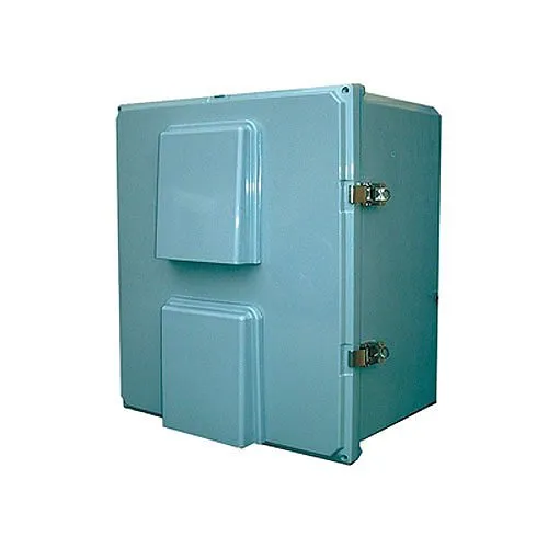 Mier BW-FC181610-12V NEMA Type 3R Outdoor Polycarbonate Electrical Enclosure with Thermostat and 12V Fan, 18" 16" 10", Clear Door, Gray