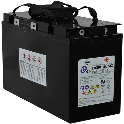 GS Yuasa PWL12V155FS High Temperature Super Long Life Battery with HT X Alloy, 12V, 155Ah/8h