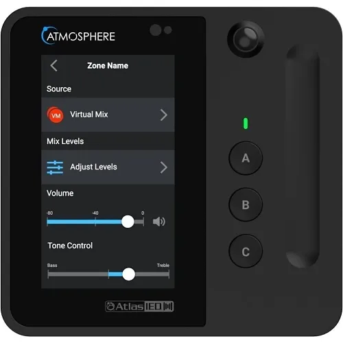 AtlasIED C-T4-B Atmosphere Wall Controller with 4.3" Programmable Touchscreen, 2-Gang, Black