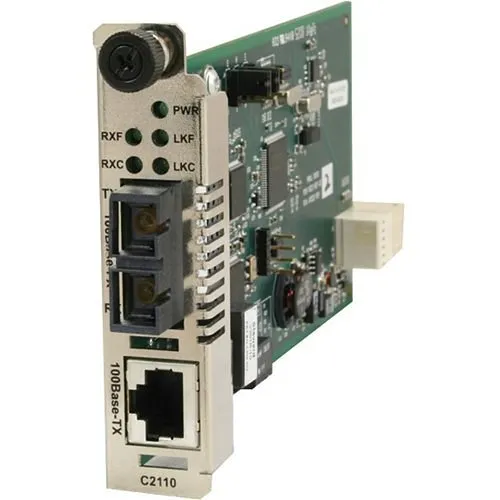 Lantronix C2110-1011 Fast Ethernet Media Converter Module, 100Base-TX (RJ-45) 100 m/328' to 100Base-FX 1300nm Multimode (ST)