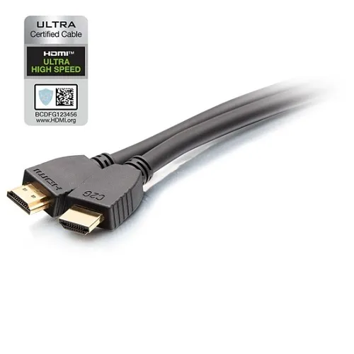 C2G C2G10413 Plus Series Ultra High Speed HDMI Cable with Ethernet, In-Wall CL2 Rated, 8K 60Hz, M/M, 12', Black