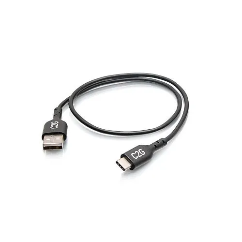 C2G C2G28884 1.5' 480Mbps USB 2.0, USB-C Male to USB-A Male Cable, Black