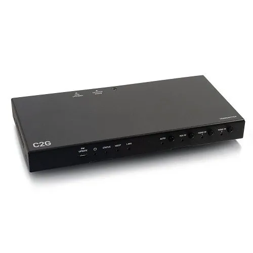 C2G C2G30018 Dual 4K HDMI HDBaseT VGA, 3.5mm and RS232 over Cat Switching Extender Box Transmitter, 4K 60Hz, Black