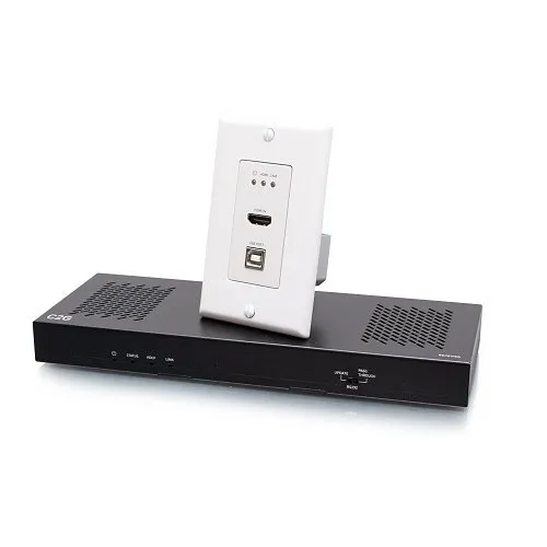 C2G C2G30024 HDMI HDBaseT USB-B and RS232 over Cat Extender Single Gang Wall Plate Transmitter to Box Receiver, 4K 60Hz, Commercial