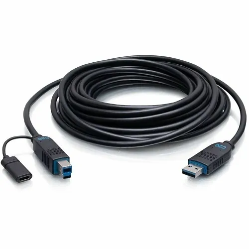 C2G C2G30087 Performance Series USB-A Male to USB-B Male Active Optical Cable, USB 3.2 Gen-2, 10Gbps, Plenum Rated, 50', Black