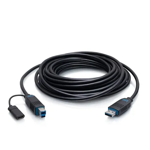 C2G C2G30088 Performance Series USB-A Male to USB-B Male Active Optical Cable, Plenum Rated, 75', Black