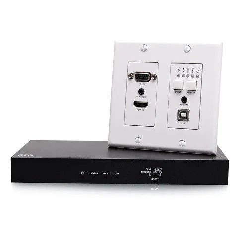 C2G C2G31012 HDMI HDBaseT and VGA, USB-B to A over Cat Extender Wall Plate Transmitter to Box Receiver