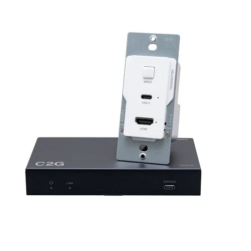 C2G C2G31029 HDMI HDBaseT + USB-C Data and Video Over Cat Extender Wall Plate Transmitter to Box Receiver, 4k