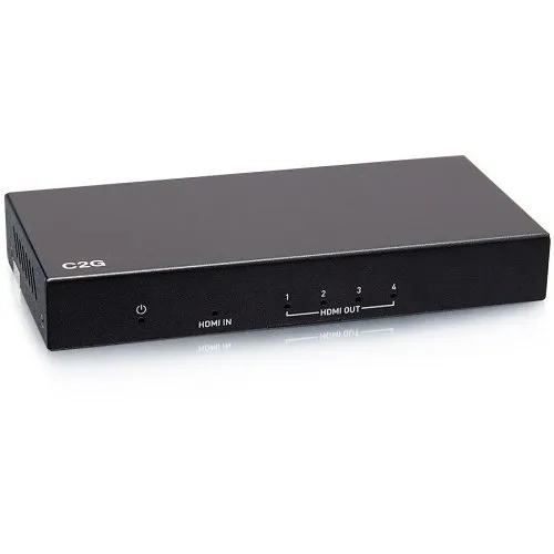 C2G 41601 4-Port HDMI 2.0 Distribution Amplifier Splitter, 4K Ultra HD 60Hz, 1-Input 4-Output