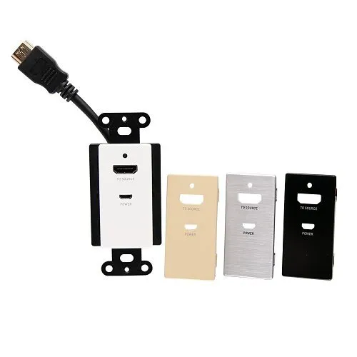 C2G C2G42395 4K 60Hz HDMI Inline Extender Decorative Wall Plate with Interchangeable Wall Plate Covers,