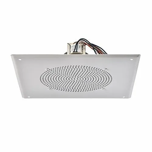 Quam C5/BU/SW Paging Loudspeaker Assembly, Includes 8" O.D. Loudspeaker, 5W 25/70V Transformer, and Square Screw-Mount Bafﬂe, White