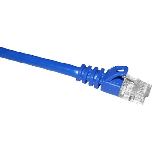 CP Technologies C6-BL-100-M CAT6 24/4 Stranded 100' (30.48m) Copper Patch Cord, Slim Line Molded Claw Boot, 550MHz, Blue