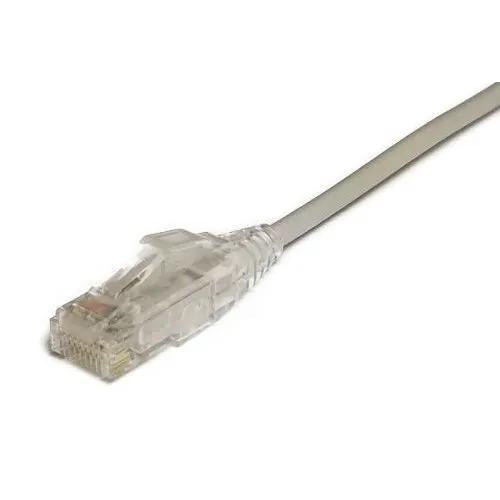 CP Technologies C6-LG-05-S CAT6 28/4 Stranded 5' (1.524m) Copper Patch Cord, Slim Line Premium Clear Claw Boot, Light Gray