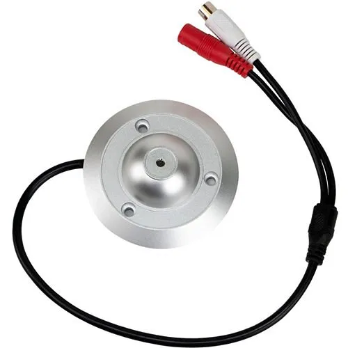 Speco CAMMICW Weather Resistant Line Level Microphone/Audio Pickup, Aluminum Alloy Construction, Silver