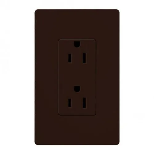 Lutron CAR-15-BR Claro 15A Duplex Receptacle, Brown