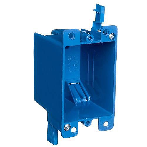 ABB B114R-UPC Carlon 1-Gang Old Work Outlet Box with Mounting Ears and Swing Clamps, Non-Metallic, Blue