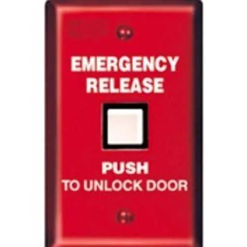 SDC CB402-B CB Series Communicating Bathroom Control Switch, "Emergency" Release Push Button, Momentary (MO), Red Stainless Steel