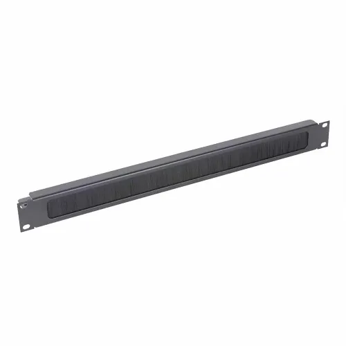 Lowell CBP-1 19" Rackmount Cable Brush Panel with Tray, 1RU, Steel, Black
