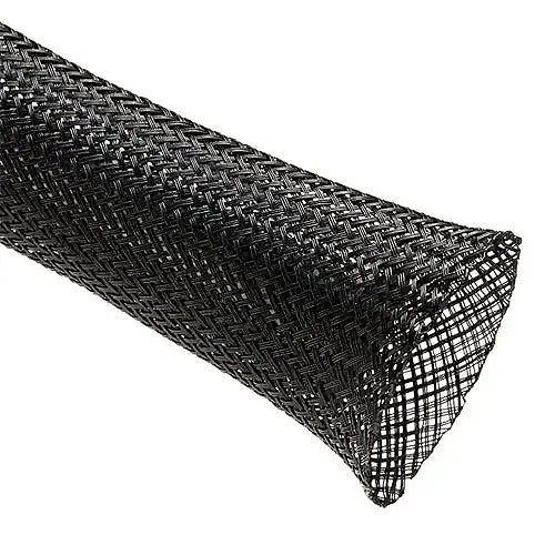 Techflex CCP0.75BK75 Clean Cut 3/4" Expandable Braided Sleeving, 75' Shop Spool, Black
