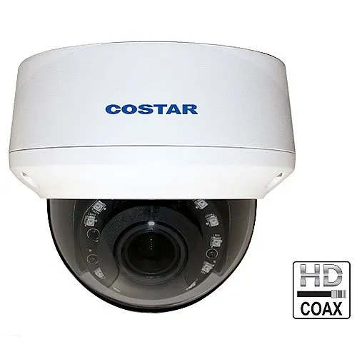 Costar CDT2S12VI 2MP HDoC Outdoor Dome Camera with Manual Focus, 2.8-12mm Lens, White