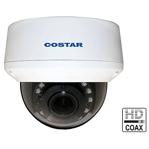 Costar CDT2S12VIFW 2MP HDoC Outdoor Dome Camera with Remote Focus, 2.8-12mm Lens, White