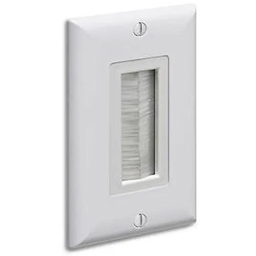 Arlington CED135WP Non-Metallic Cable Entry Device with Brush-Style Cover and Wall Plate, Single Gang, White