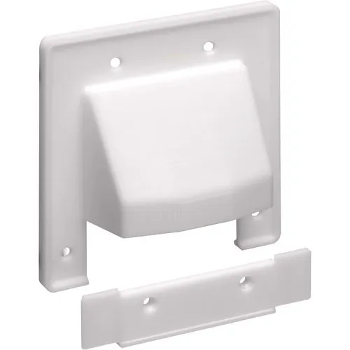 Arlington CER2 the Scoop, Non-Metallic Reversible Two-Piece Low-Voltage Cable Entrance Plate, 2-Gang, White