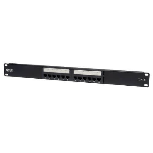 Tripp Lite N252-012 12-Port 1U Rack-Mount CAT6/CAT5 110 Patch Panel, 568B, RJ45 Ethernet