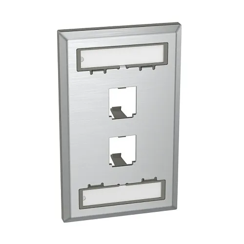 Panduit CFPL2SY Mini-Com Stainless Steel Faceplate, 2-Port