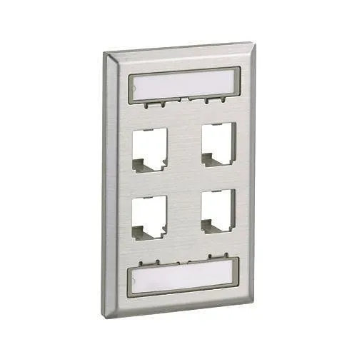 Panduit CFPL4SY Wall Plate, 4 Port Single Gang